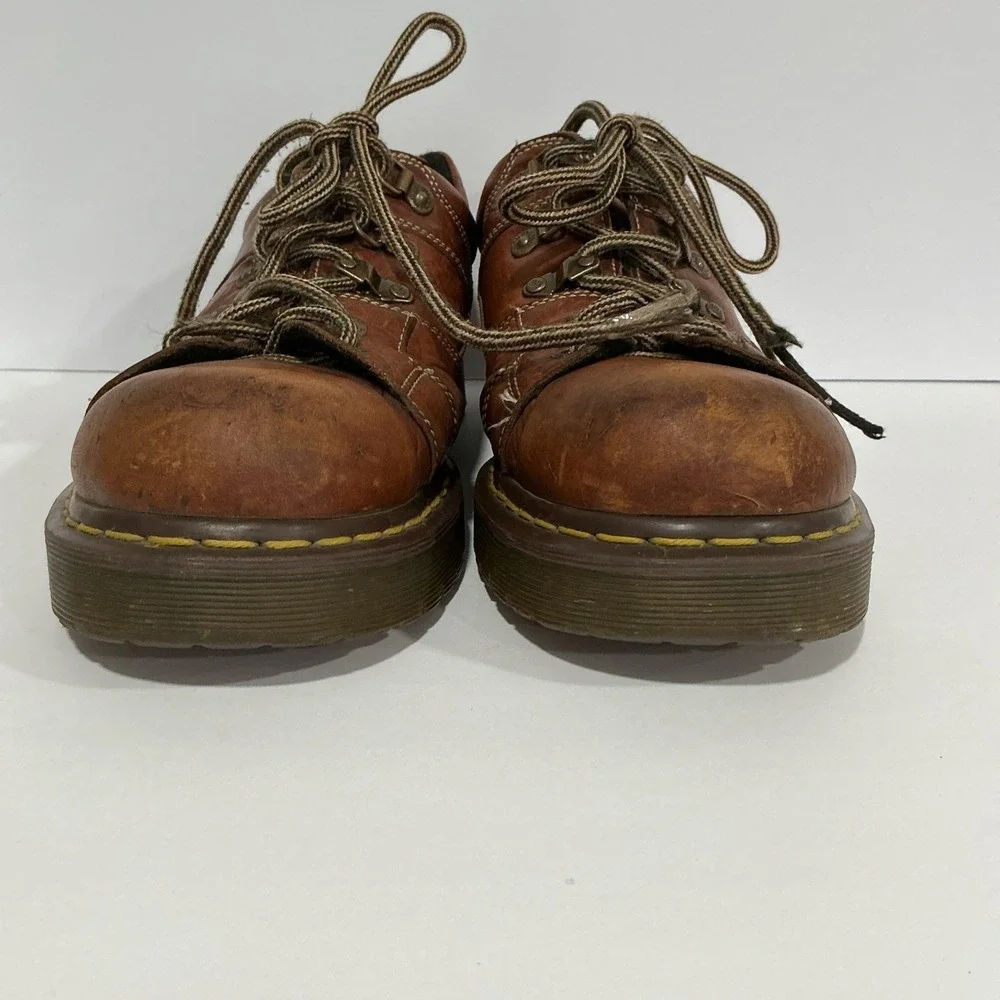 Vintage Y2K Chunky Distressed Brown Leather Dr. Martens Oxford Boots Sz 12, 8b68